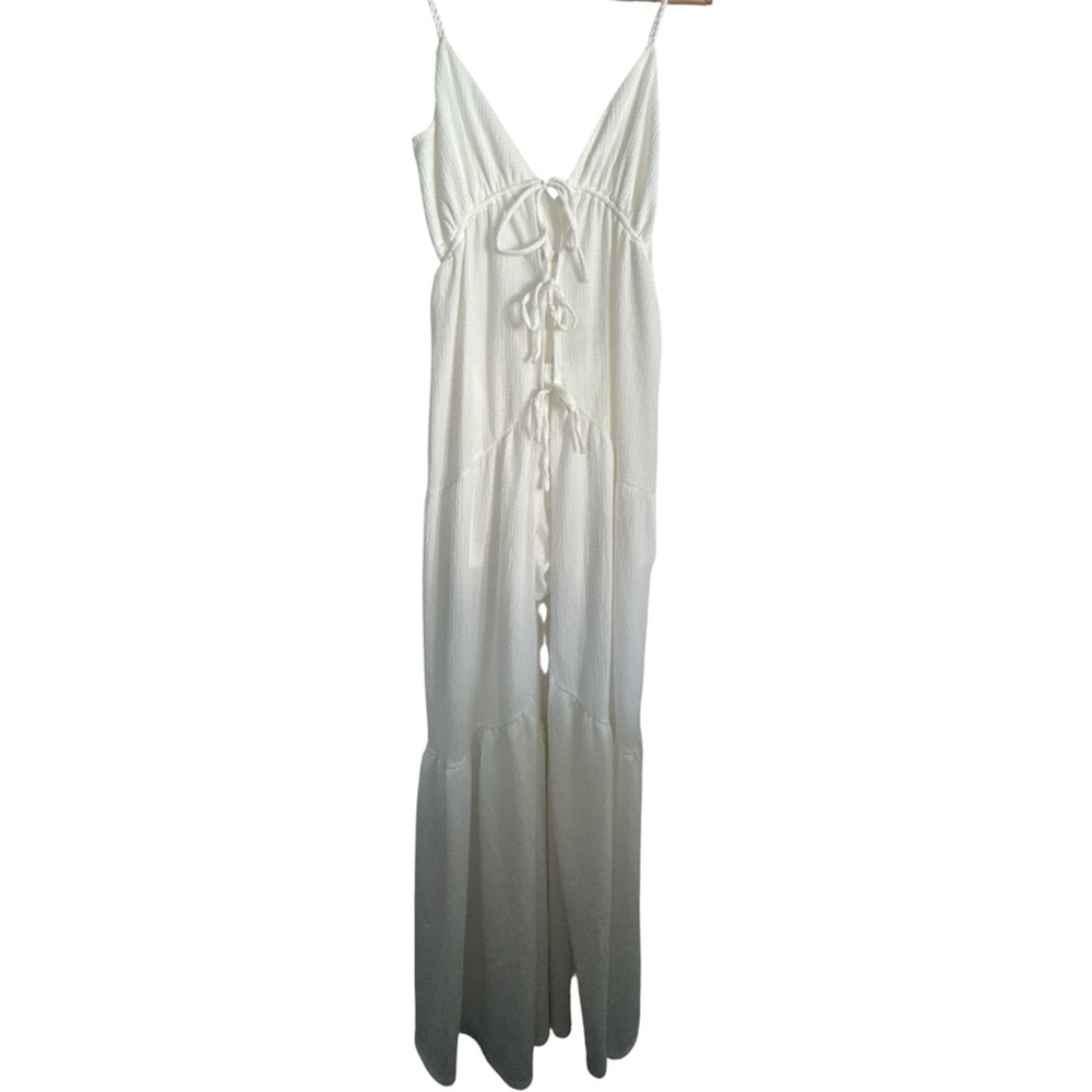 VENUS White tie front maxi dress/romper combo size medium
